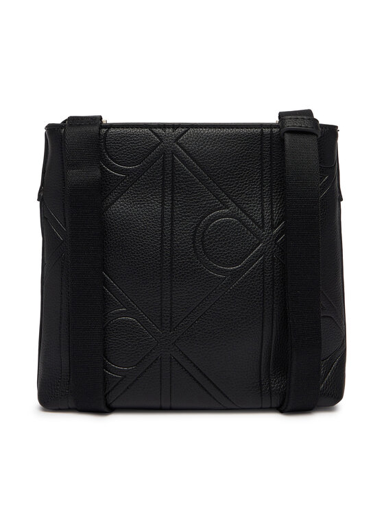 Calvin Klein Geantă crossover Calvin Klein Emblem Emboss Slim Flatpack LV04D3370G Negru