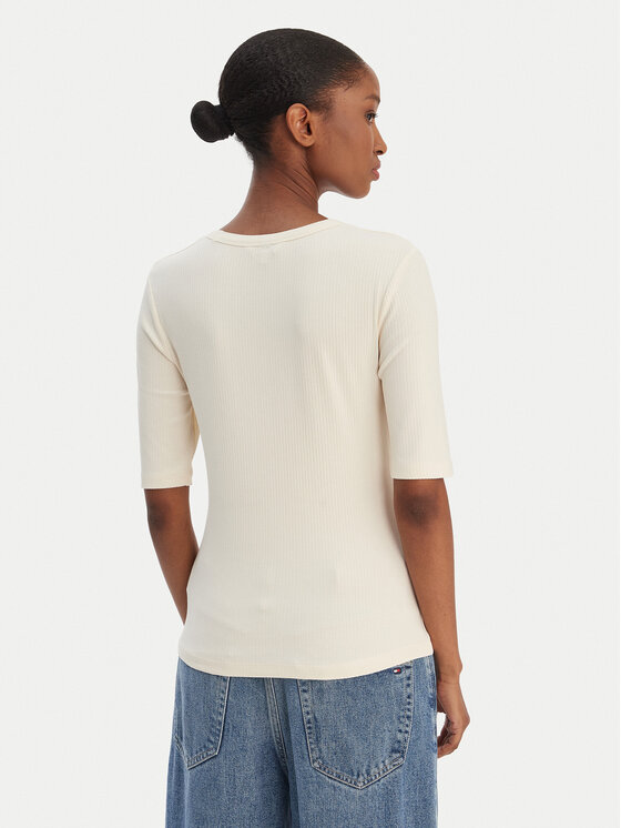 Tommy Hilfiger Tommy Hilfiger Camiseta WW0WW47308 Écru Slim Fit
