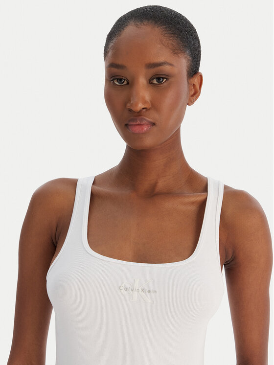 Calvin Klein Jeans Calvin Klein Jeans Top Monologo Scoop Nk Rib LV047A804G Blanco Slim Fit