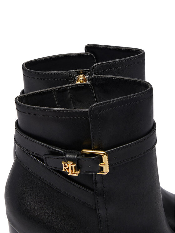 LAUREN RALPH LAUREN Botine LAUREN RALPH LAUREN Brooke II Calfskin Bootie Heel 802974475004 Negru
