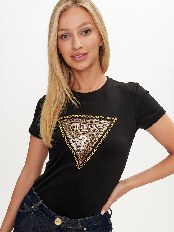 Guess Guess Футболка Triangle Leo W4YI40 J1314 Чорний Slim Fit