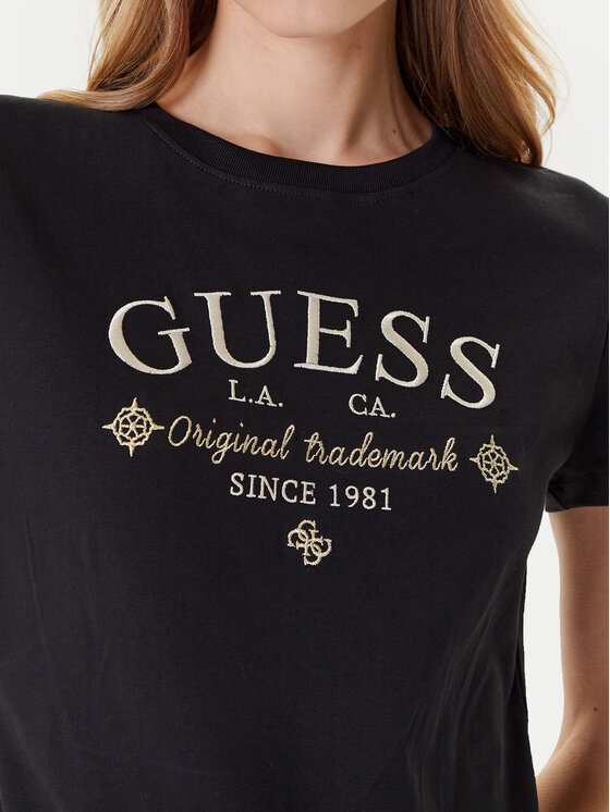 Guess Guess Футболка V5YI03 I3Z14 Чорний Regular Fit