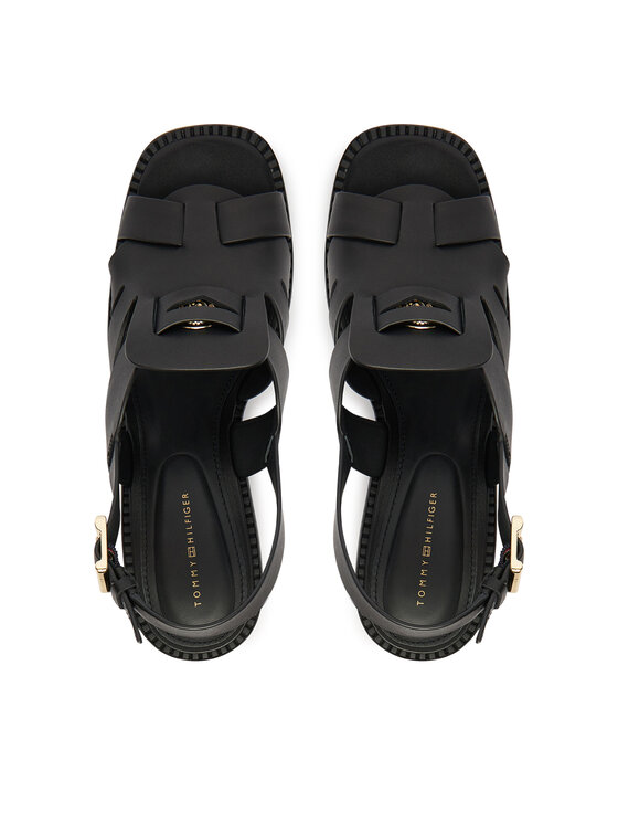 Tommy Hilfiger Sandali Tommy Hilfiger Cross Blocked Heel Sandal FW0FW09135 Črna