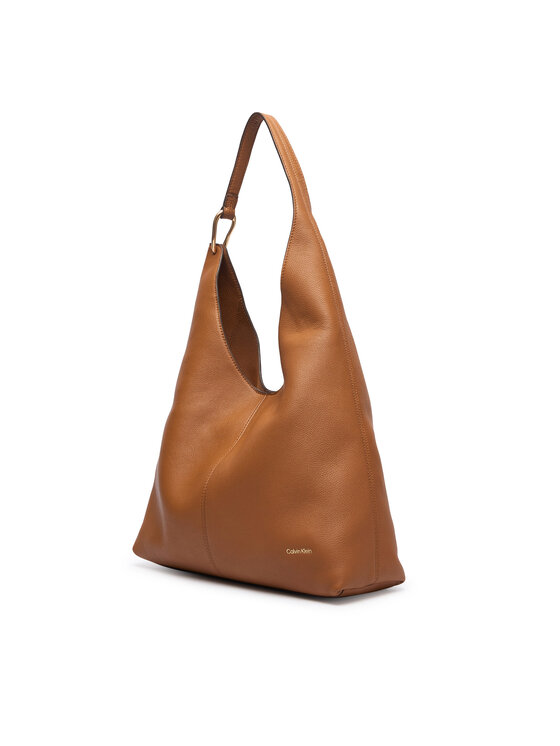 Calvin Klein Geantă Calvin Klein Slouchy Leather Md Shoulder Bag LV04F3543G Maro deschis