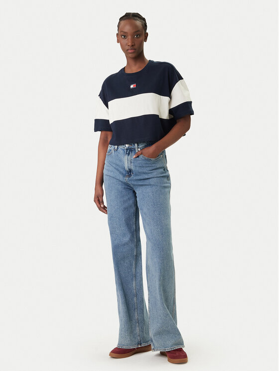 Tommy Jeans Tommy Jeans Camiseta Badge Colour-Blocked DW0DW18706 Azul marino Oversize