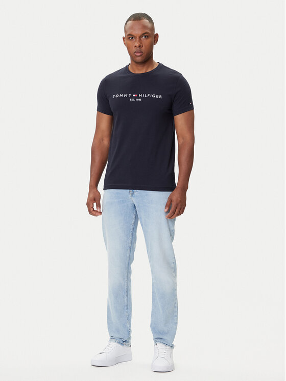 Tommy Hilfiger Tommy Hilfiger Majica Core Logo Tee MW0MW11465 Mornarsko modra Slim Fit