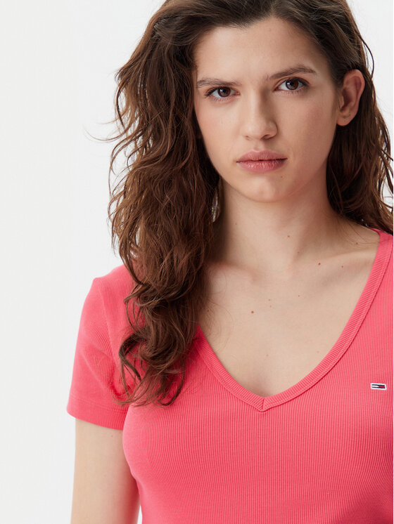 Tommy Jeans Tommy Jeans Majica Essential DW0DW17385 Roza Slim Fit