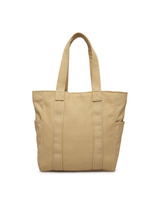 Calvin Klein Torebka Calvin Klein Webbing Strap Canvas Tote LV04F3463G Beżowy