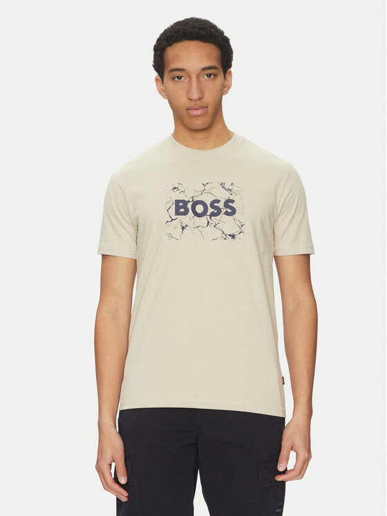 BOSS BOSS Футболка Logo Space 50539186 Бежевий Regular Fit