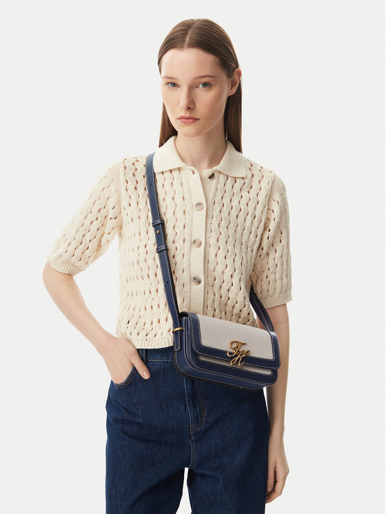 Tommy Hilfiger Borsetta Tommy Hilfiger Th Script Flap Crossover Canvas AW0AW18737 Crema