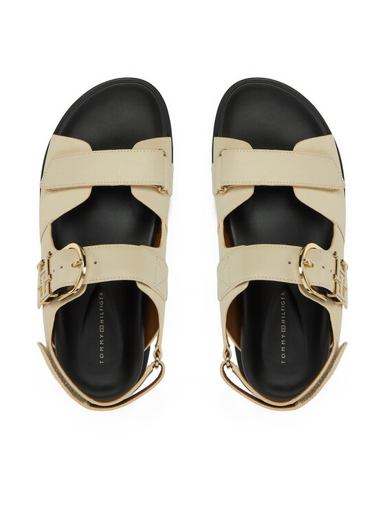 Tommy Hilfiger Sandale Tommy Hilfiger Leather Sporty Sandal FW0FW08799 Écru
