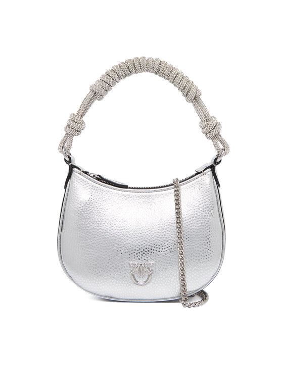 PINKO Дамска чанта PINKO Half Moon Baby C + Manico Al 25-26 PLTT 105913 A2WD Сребрист