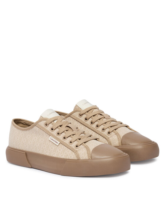 Calvin Klein Trampki Calvin Klein Vulc Low Laceup Aop Canvas HW0HW03142 Beżowy