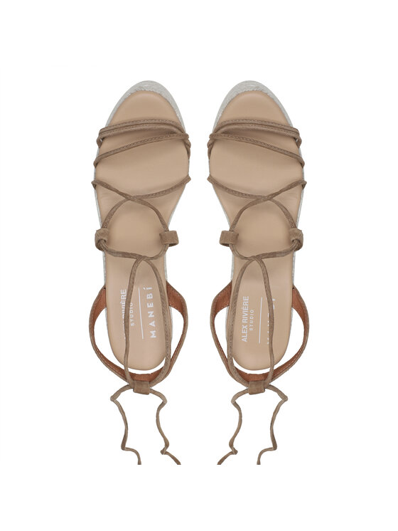 Manebi Еспадрильї Manebi Soft Suede Lace-Up Wedge Espadrilles L 8.7 WA Коричневий