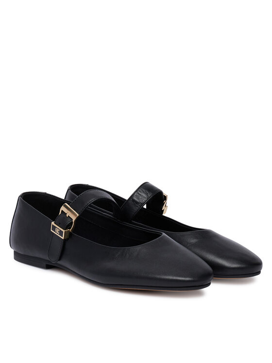 Tommy Hilfiger Baleríny Tommy Hilfiger Buckle Leather Ballerina FW0FW09684 Čierna