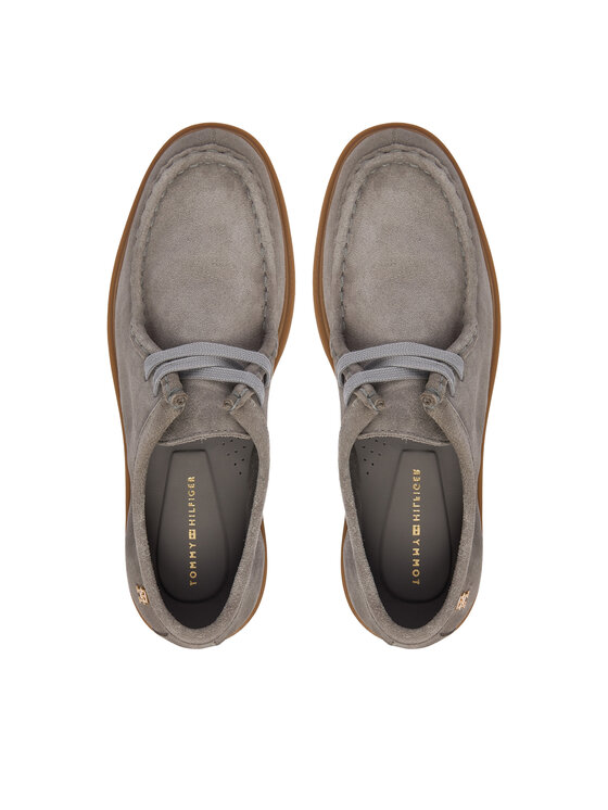 Tommy Hilfiger Półbuty Tommy Hilfiger Lightweight Suede Apron Toe FW0FW09262 Szary