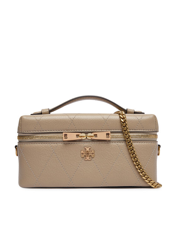 Tory Burch Kabelka Tory Burch Charlie Quilted East-West Vanity Case 186036 Béžová