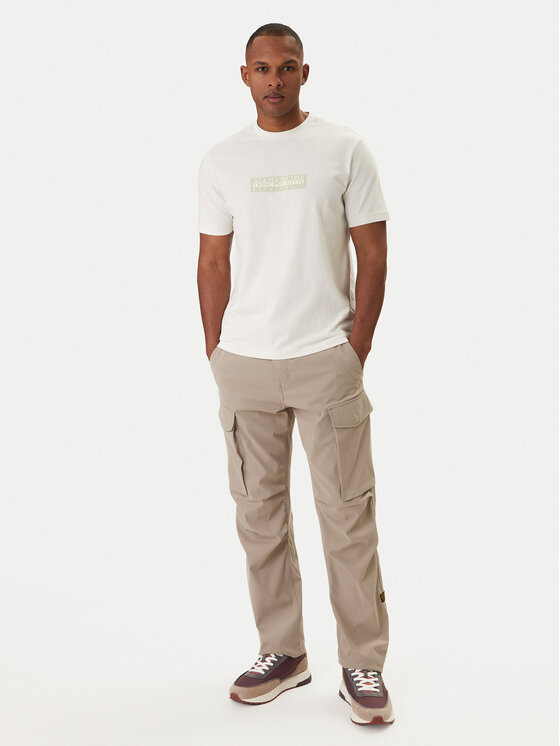 Napapijri Napapijri Camiseta S-Box Logo NP0A4IFL Écru Regular Fit