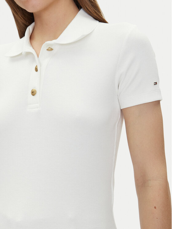 Tommy Hilfiger Tommy Hilfiger Polo Slim Gold Button Polo Ss WW0WW45436 Bijela Regular Fit