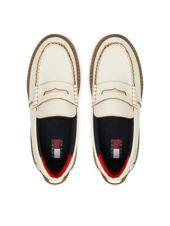 Tommy Jeans Loafersy Tommy Jeans Archive '01 Leather Loafer EN0EN03022 Krémová