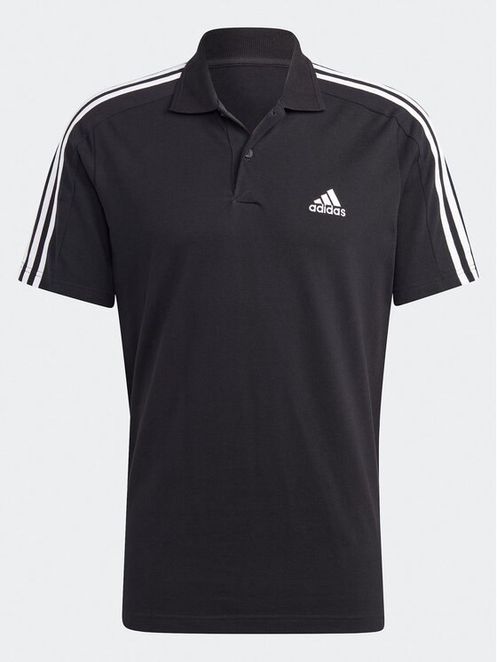 adidas adidas Polo majica Essentials Piqué Embroidered Small Logo 3-Stripes Polo Shirt IC9310 Črna Regular Fit