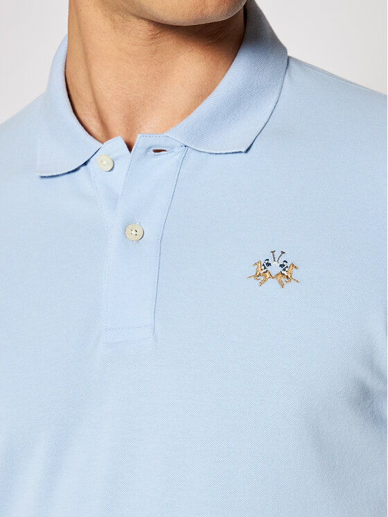 La Martina La Martina Polo majica Piquet CCMP02 PK001 Svetlo modra Slim Fit