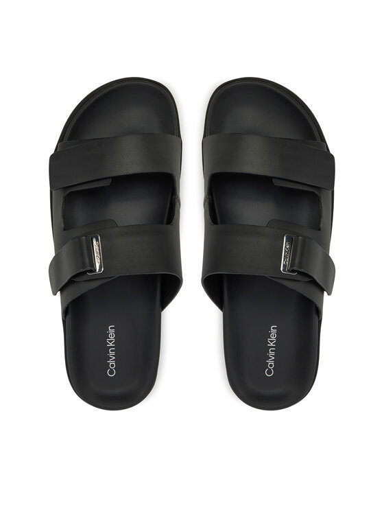 Calvin Klein Sandały Calvin Klein Flat Adj Slide Eyelet HW0HW02489 Czarny