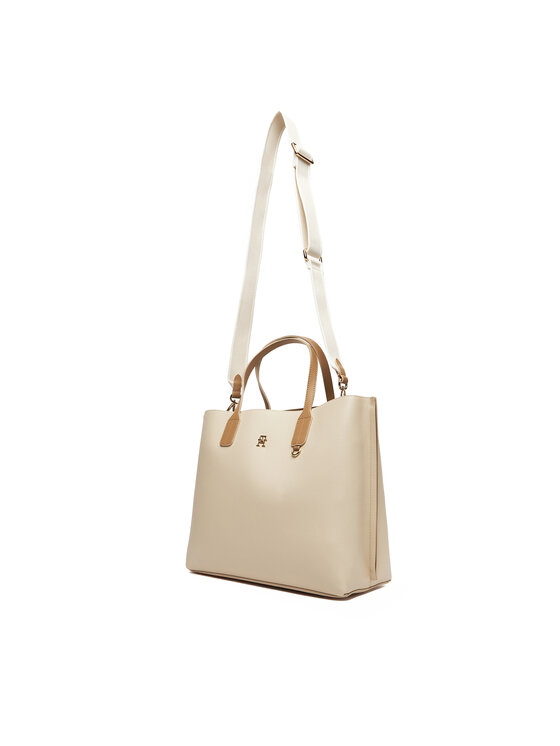 Tommy Hilfiger Kabelka Tommy Hilfiger Th Distinct Satchel AW0AW17463 Béžová
