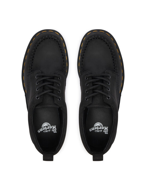 Dr. Martens Pusbačiai Dr. Martens Lowell 4 Eye Crazy Horse Leather Moc DM43679001 Juoda
