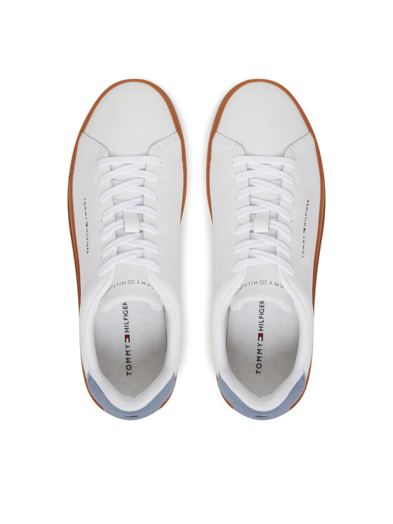 Tommy Hilfiger Sneakersy Tommy Hilfiger Th Court Lth Detail Ess FM0FM05367 Biały