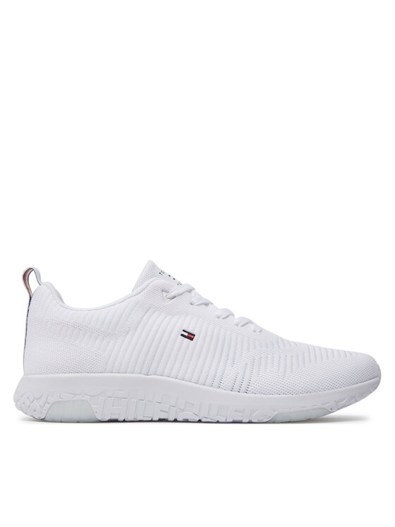 Tommy Hilfiger Sneakersy Tommy Hilfiger Corporate Knit Rib Runner FM0FM02838 Biały