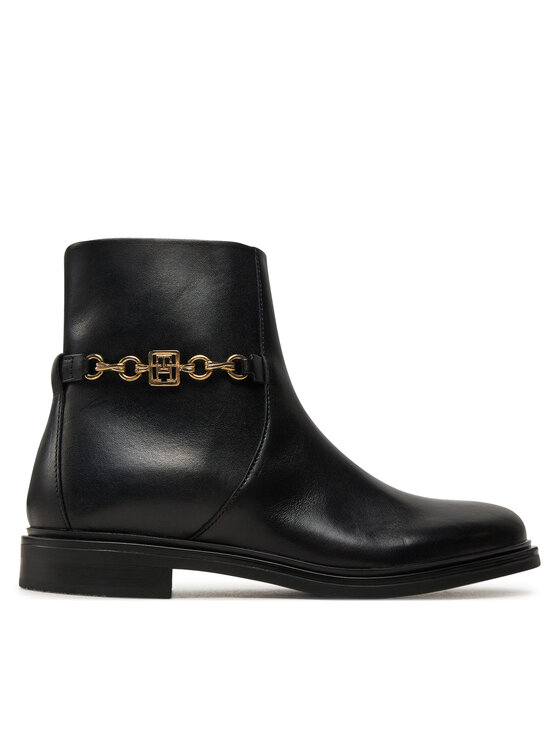 Tommy Hilfiger Botines Tommy Hilfiger Th Chain Leather Low Bootie FW0FW08251 Negro