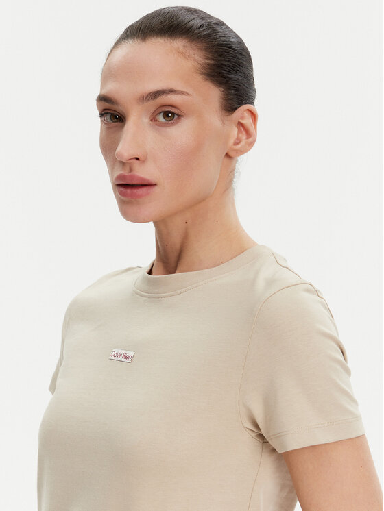 Calvin Klein Jeans Calvin Klein Jeans Majica Placed Institutional J20J225524 Bež Slim Fit