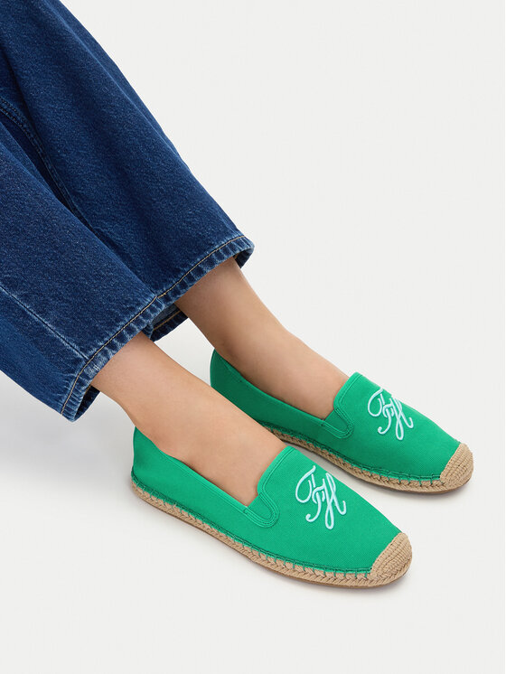 Tommy Hilfiger Espadryle Tommy Hilfiger Th Script Summer Espadrille FW0FW09240 Zielony