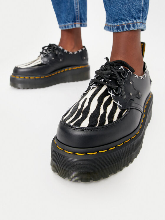Evas Dr Martens Zebra Ramsey Ramsey Quad 3i Creepers Black+Zebra