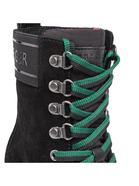 Tommy Hilfiger Bakancs Tommy Hilfiger Sporty Outdoor Mid Heel Lace Up FW0FW04341 Fekete