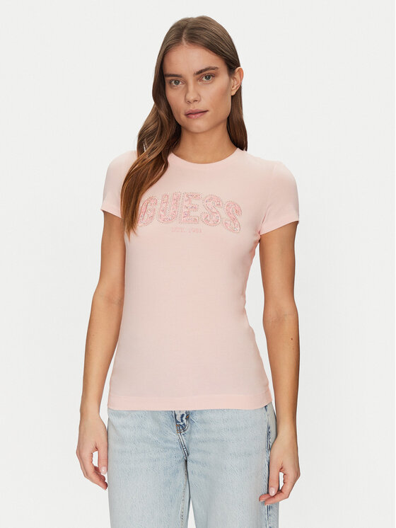 Guess Guess Футболка W5GI04 J1314 Рожевий Slim Fit