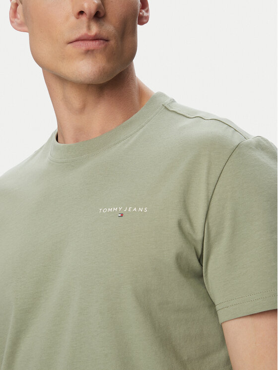 Tommy Jeans Tommy Jeans Camiseta Linear Chest DM0DM21780 Verde claro Slim Fit
