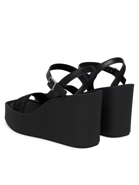 Calvin Klein Σανδάλια Calvin Klein Wedge 70 Sndl Webbing Lth HW0HW02882 Μαύρο