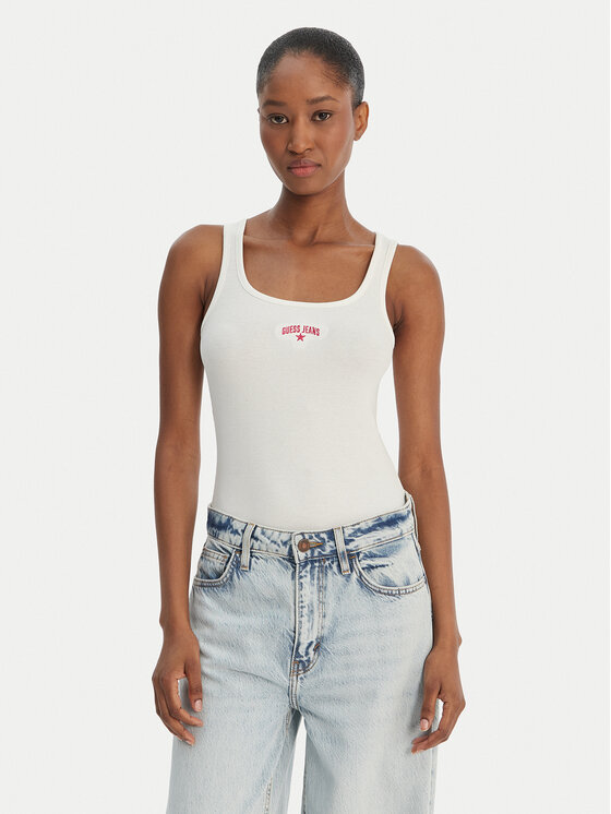 Guess Jeans Guess Jeans Топ W6GPZ2 KA0H1 Білий Slim Fit