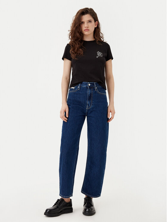 Calvin Klein Jeans Calvin Klein Jeans Majica Script Institutional J20J224984 Črna Slim Fit