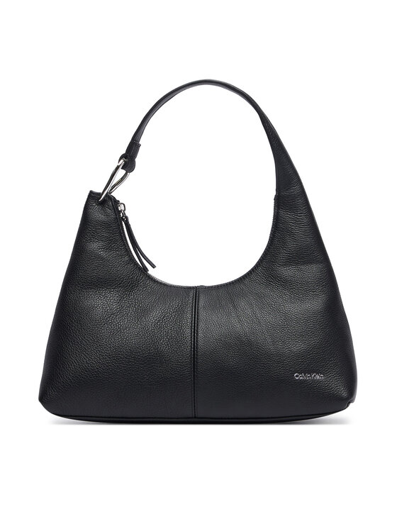 Calvin Klein Ročna torba Calvin Klein Slouchy Leather Shoulder Bag LV04F3657G Črna