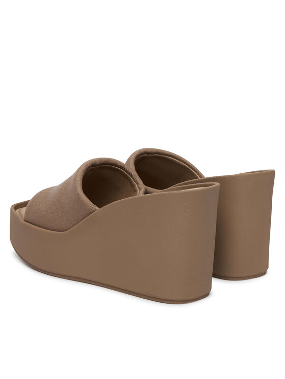 Calvin Klein Šlepetės Calvin Klein Wedge 70 Sndl Canv Mg HW0HW03134 Smėlio