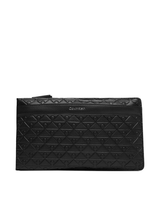 Calvin Klein Crossover torbica Calvin Klein Emblem Aop Emboss Square Sling LV04D3277G Crna
