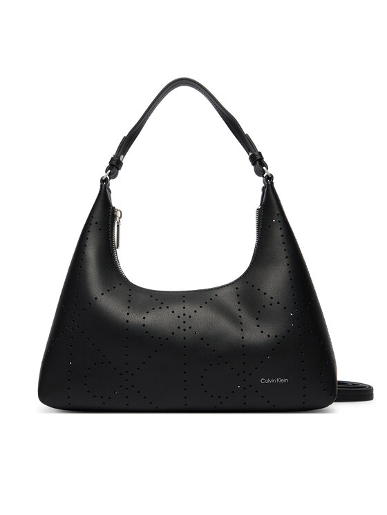 Calvin Klein Ročna torba Calvin Klein Emblem Aop Perfor Lthr Bag LV04F3367G Črna