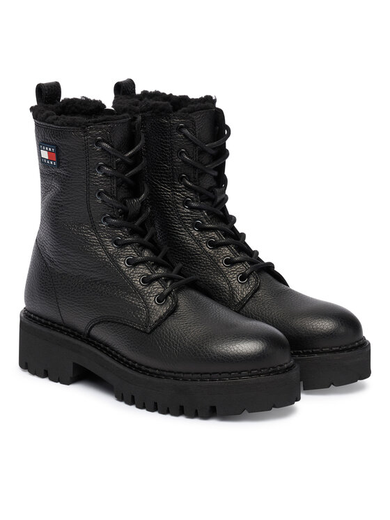 Tommy Jeans Trapper stila apavi Tommy Jeans Tjw Urban Laceup Boot Wl EN0EN02906 Melns