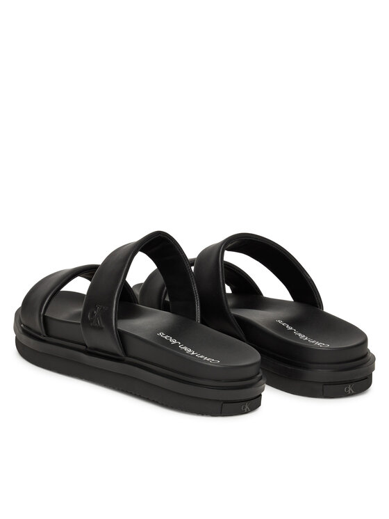 Calvin Klein Jeans Natikači Calvin Klein Jeans Flat Molded Doublebar Sandal Lth YM0YM01226 Črna