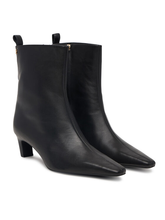 Tommy Hilfiger Боти Tommy Hilfiger Kitten Heel Leather Ankle Boot FW0FW09669 Черен