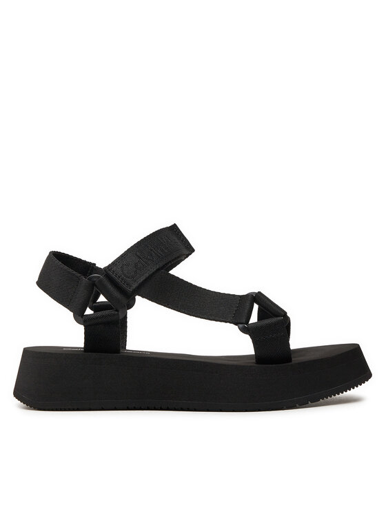 Calvin Klein Jeans Sandali Calvin Klein Jeans Sandal Velcro Webbing In Mtl YW0YW01480 Črna