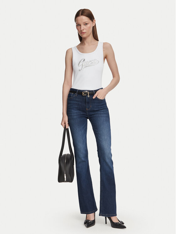 Guess Guess Top W6YP30 K4380 Blanco Slim Fit